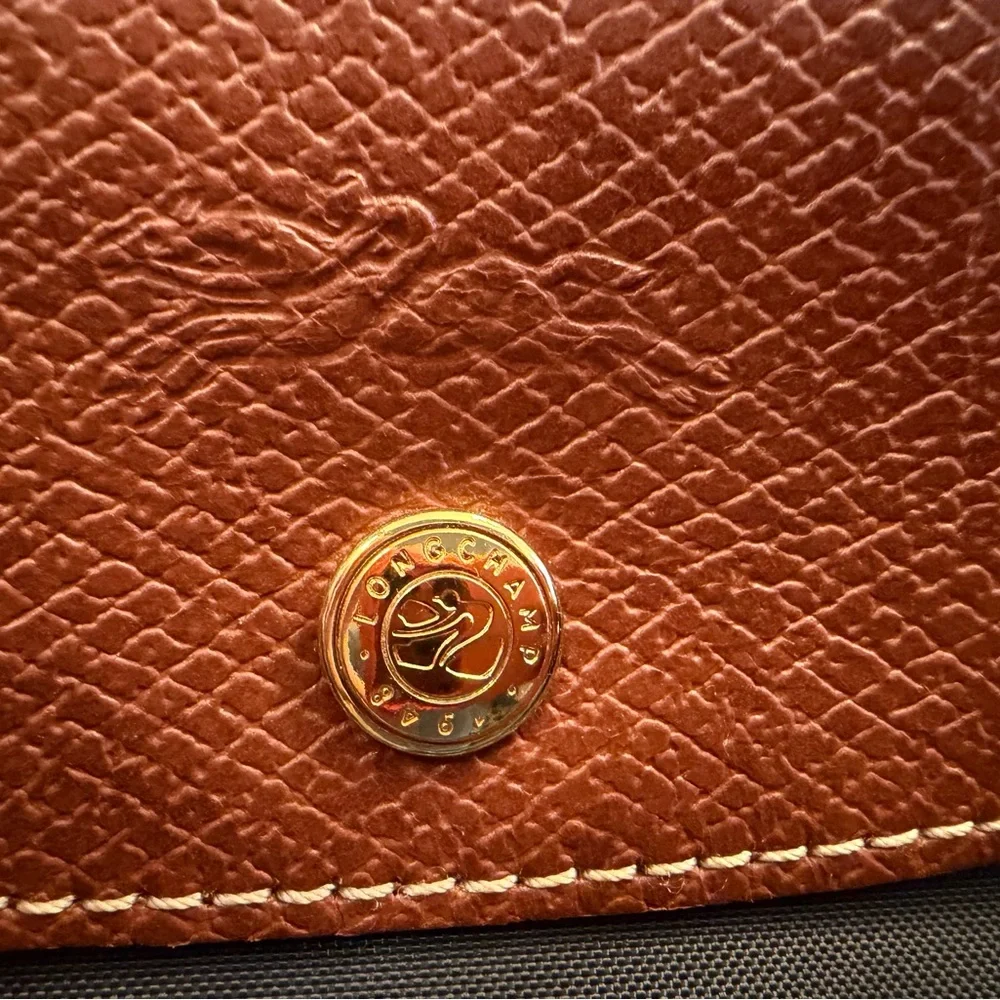 Longchamp Le Pliage Classic Large Gray Tote with Brown Leather Trim - Picture 6 of 10